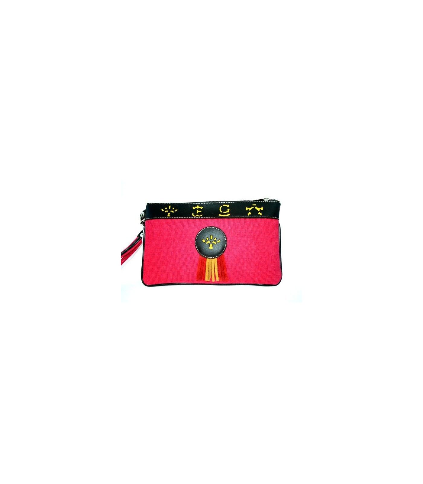 Bolso de mano taurino con hierros y flecos