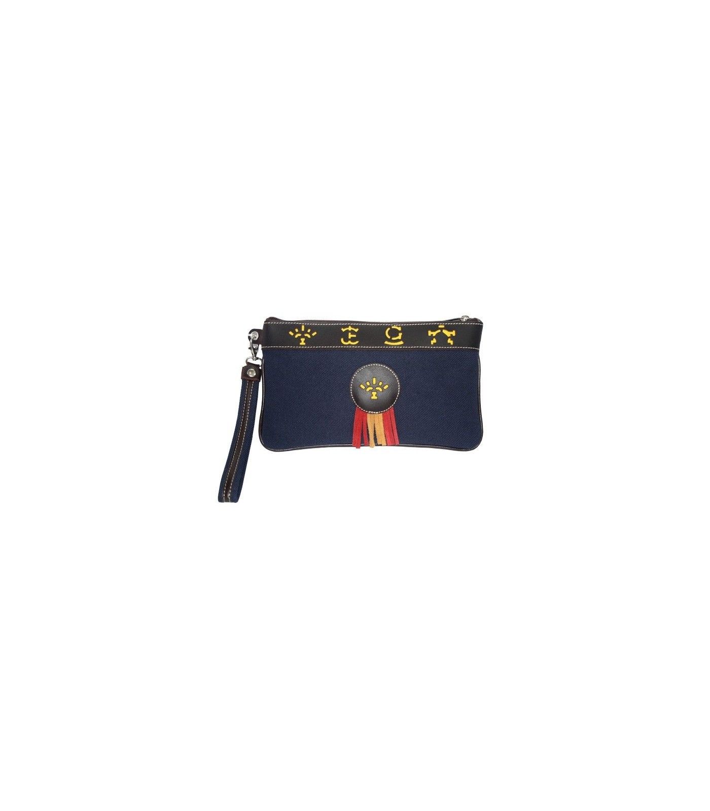 Bolso de mano taurino con hierros y flecos