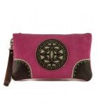 Bolso de mano de ante con adorno pikao en piel