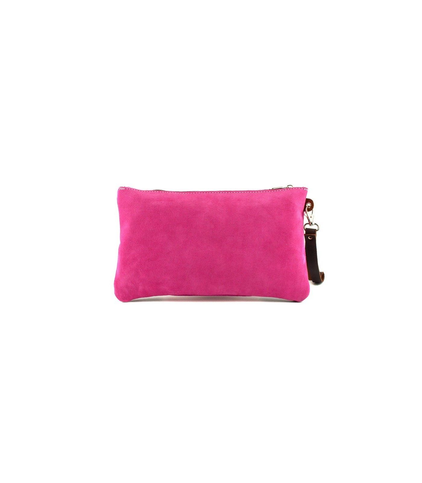 Bolso de mano de ante con adorno pikao en piel