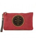 Bolso de mano de ante con adorno pikao en piel