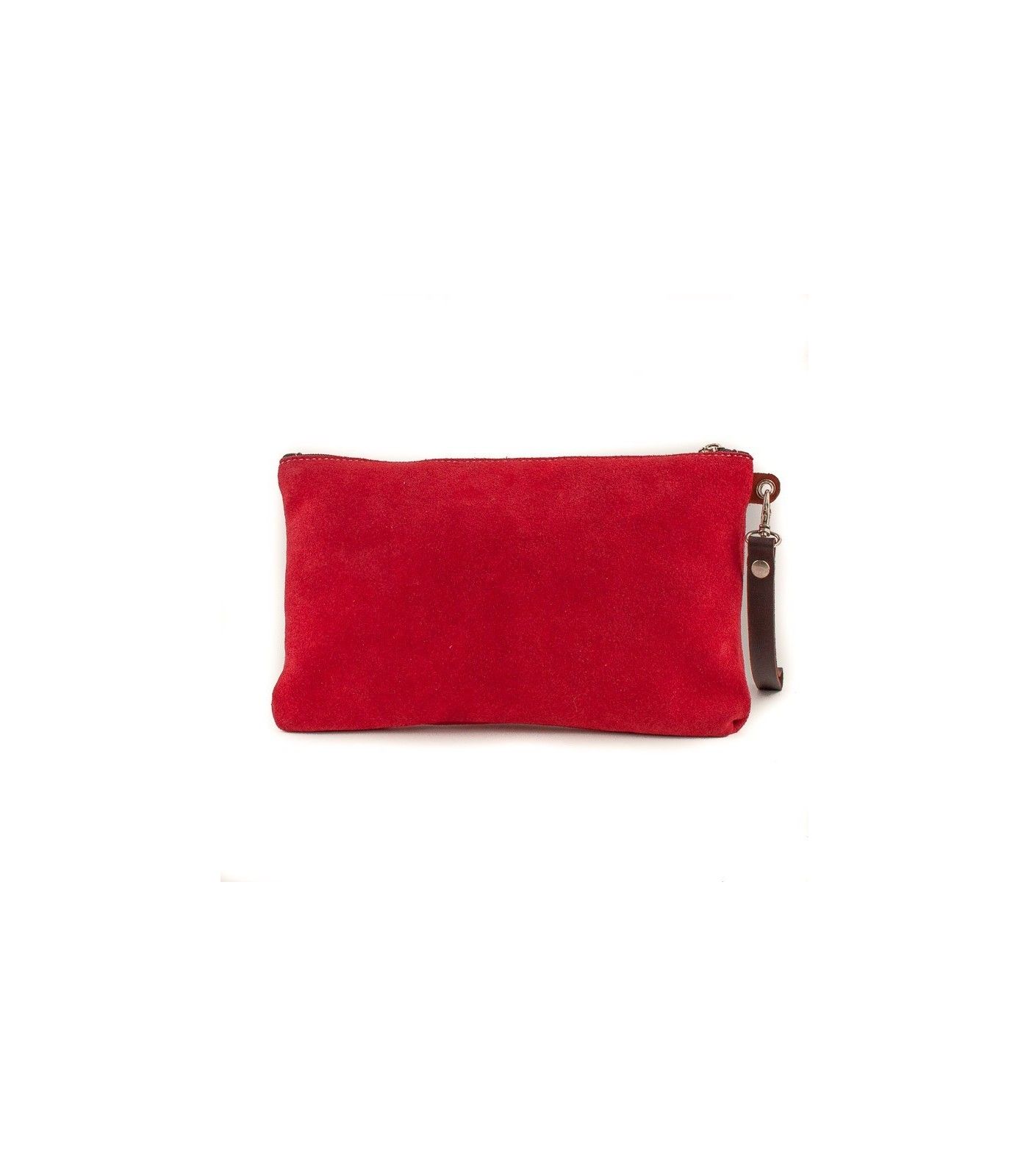 Bolso de mano de ante con adorno pikao en piel