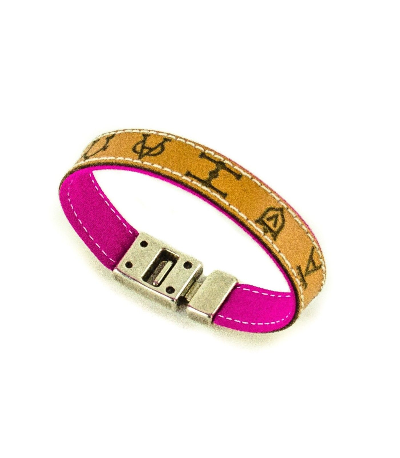 Pulsera taurina de piel marrón con hierros taurinos