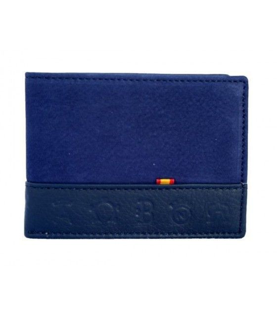 Billetero taurino americano de piel de ante azul