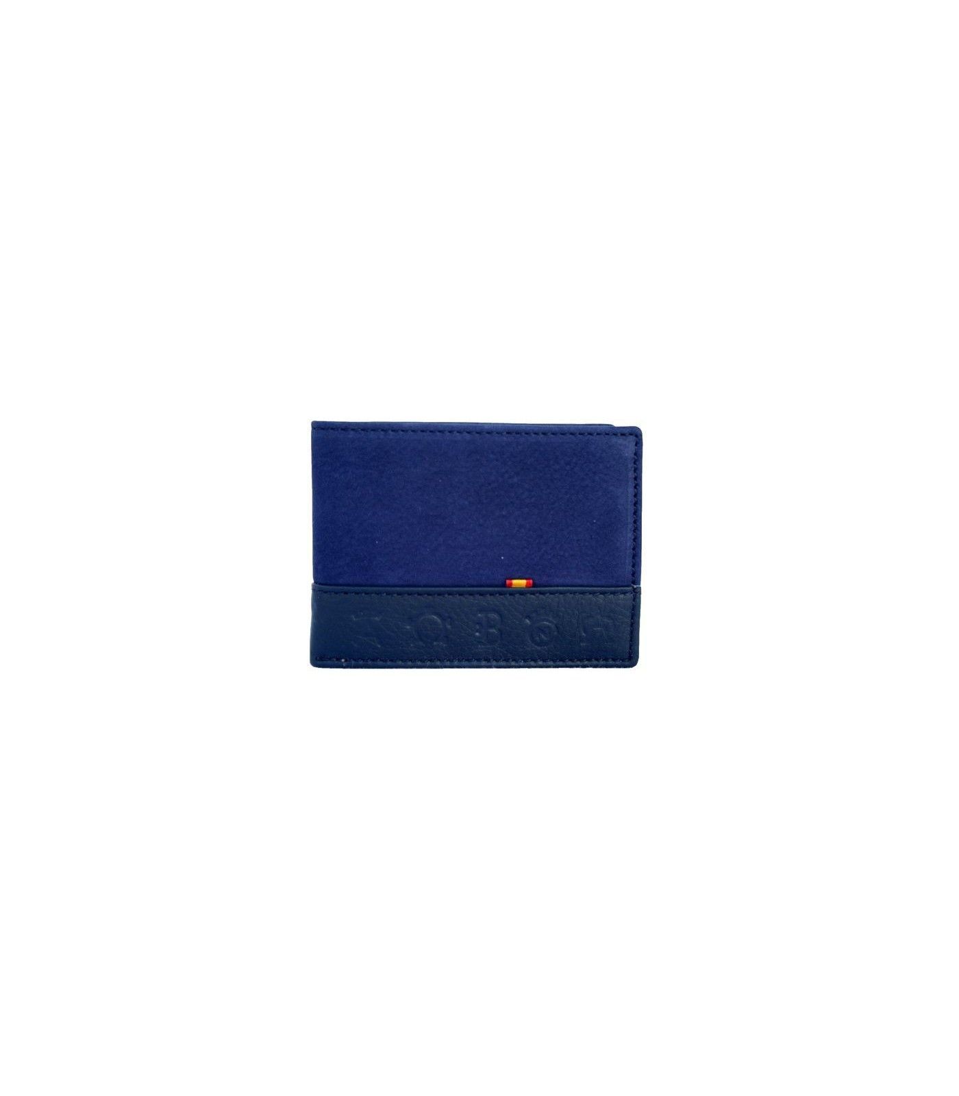 Billetero taurino americano de piel de ante azul