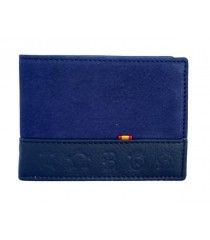 Portefeuille en daim bleu et ferrures tauromachiques