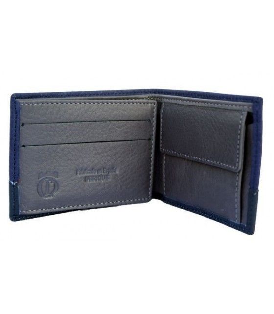 Billetero taurino americano de piel de ante azul