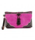 Bolso taurino de ante con ponpon y adornos en piel