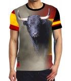 T-shirt with black bull and spanish flag  - 1