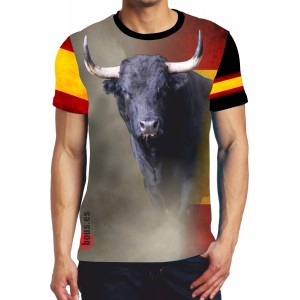 Camiseta con Toro negro y bandera de España  - 1