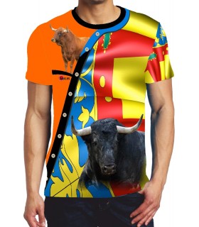 Bullfighting T-Shirt with Bull and Señera  - 1