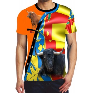 Camiseta taurina con toro y Señera  - 1