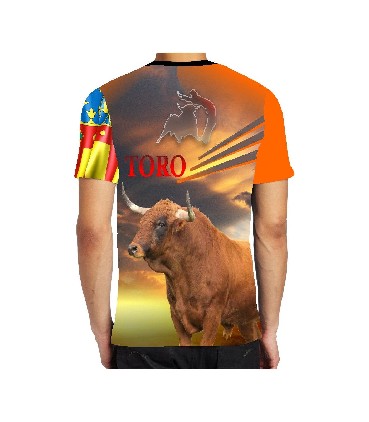 Bullfighting T-Shirt with Bull and Señera  - 2