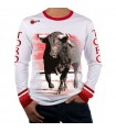 Long-sleeved bullfighter t-shirt with bull drawing in square