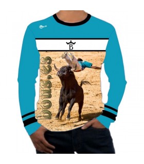 Camiseta taurina manga larga con recortador saltando toro  - 1