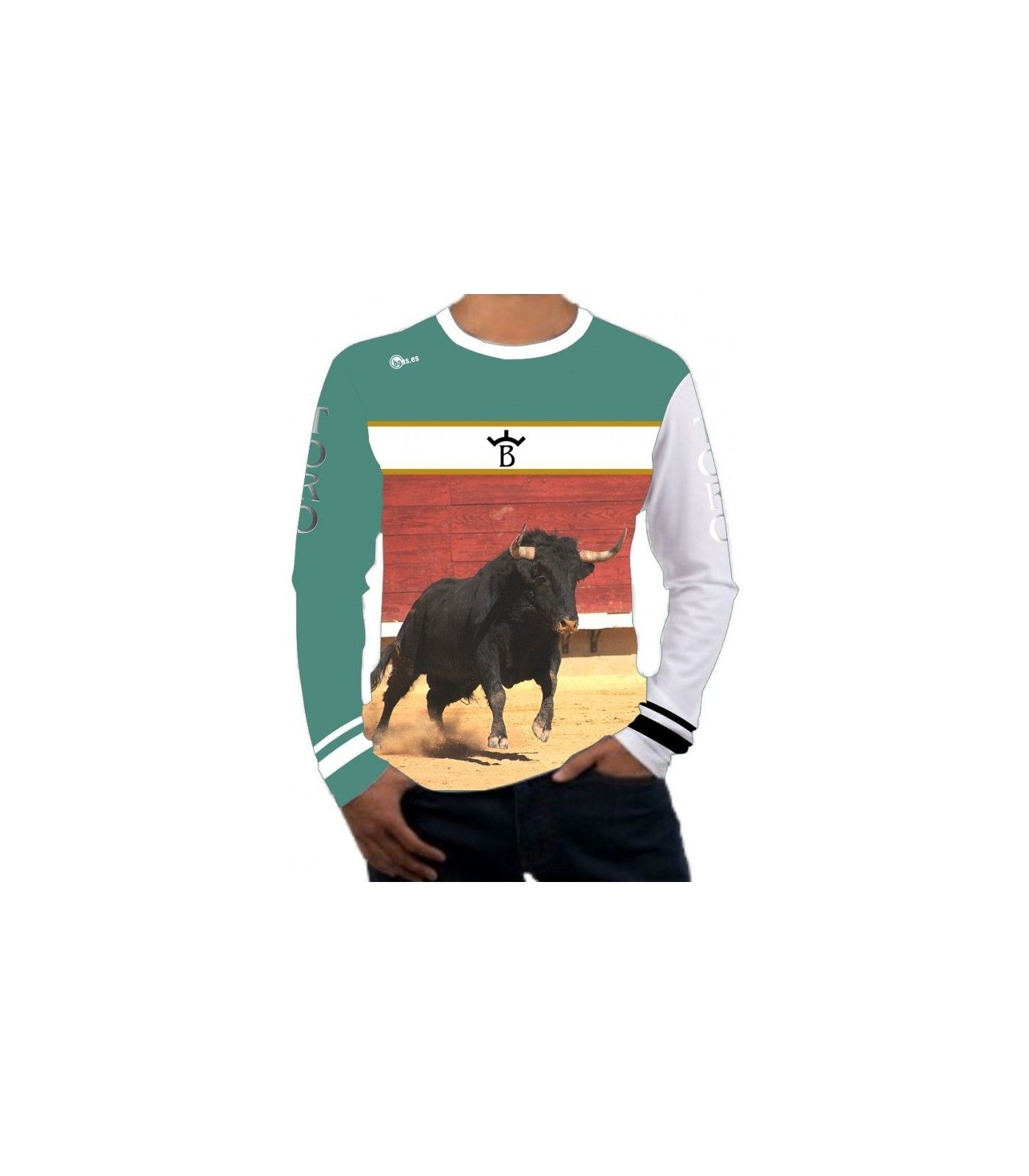 Camiseta taurina manga larga con toro en la plaza  - 1