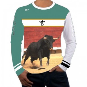 Chemise taurine à manches longues avec taureau dans l´arena  - 1