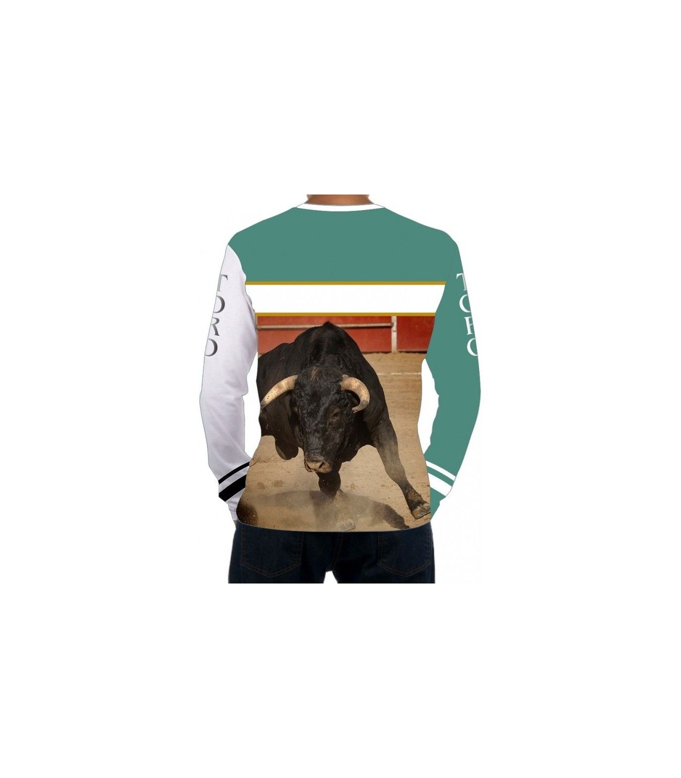 Camiseta taurina manga larga con toro en la plaza  - 2