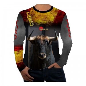 Camiseta taurina manga larga con bandera de España  - 1