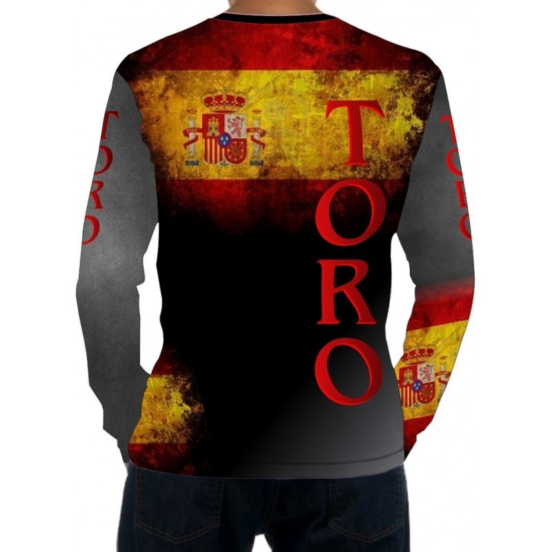 Camiseta taurina manga larga con bandera de España
