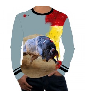 Long-sleeved bullfighter t-shirt with bull embisting the flag of Spain  - 1