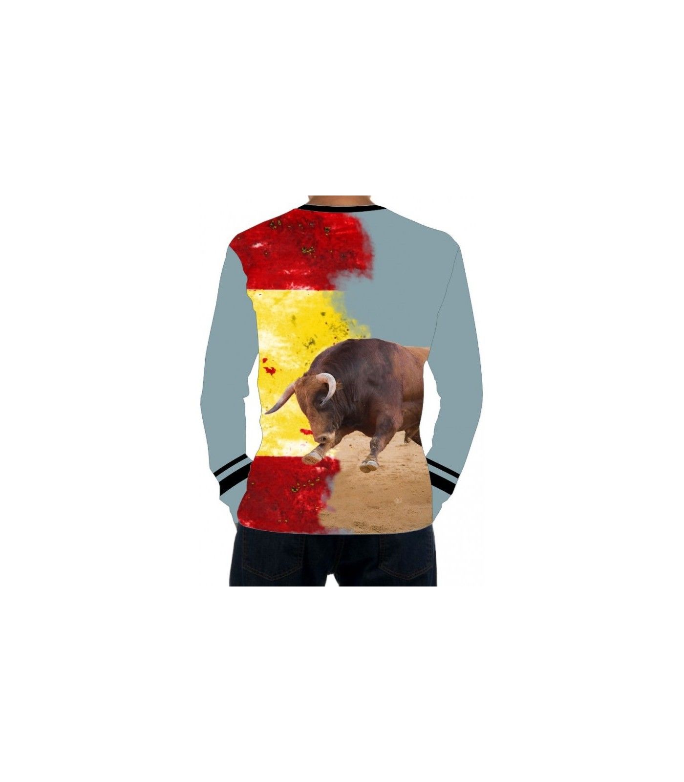 Long-sleeved bullfighter t-shirt with bull embisting the flag of Spain  - 2
