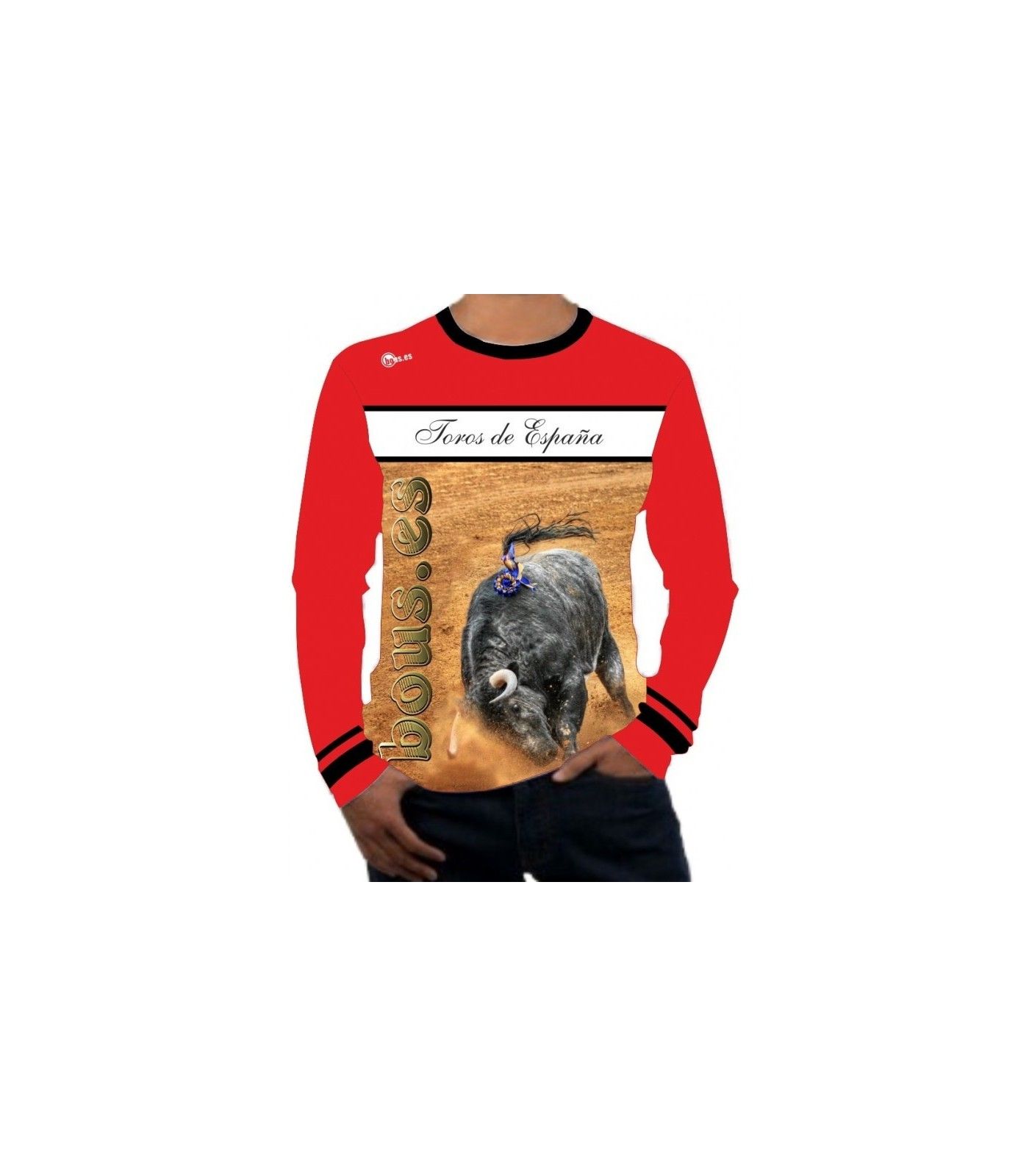 chemise à manches longues taurine avec taureaux d'Espagne  - 1