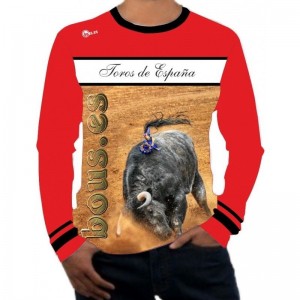 chemise à manches longues taurine avec taureaux d'Espagne  - 1