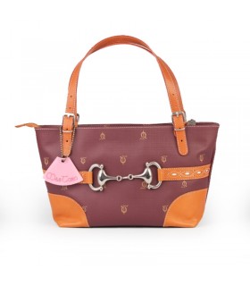 Equestrian style bag with brown leather finishes and horse bites  - 1