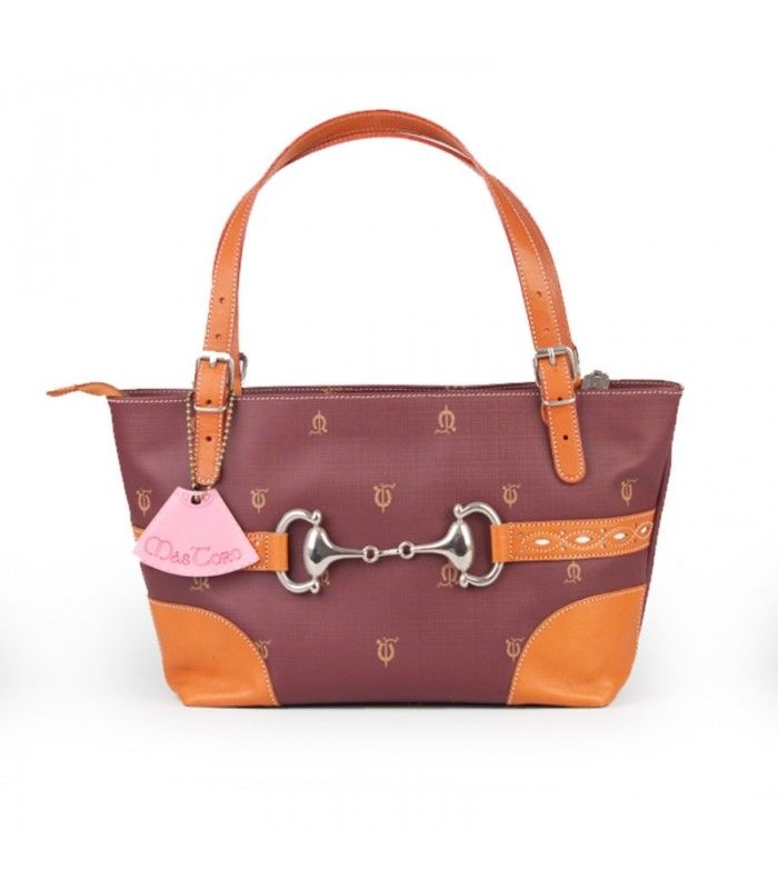 Sac de style équestre avec des finitions en cuir marron et des collations pour chevaux  - 1
