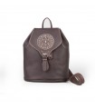 Brown leather backpack with pikao in flap