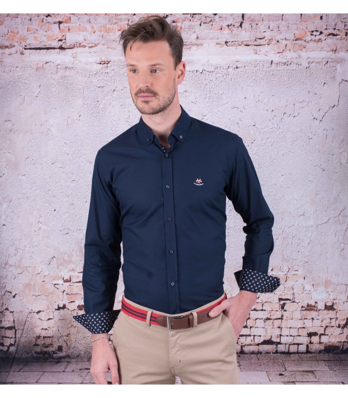Teórico precio mezcla Camisa Azul marino de hombre marca La Española