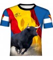 Camiseta taurina con toro y bandera cruzada  - 1