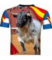 Camiseta taurina con toro y bandera cruzada  - 2