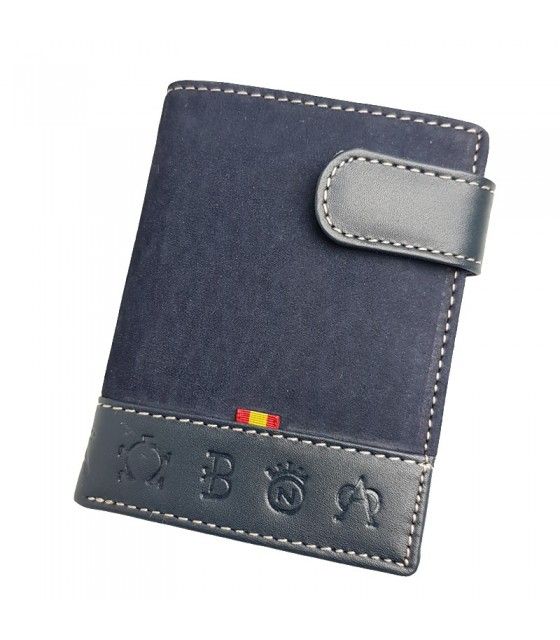 Portefeuille de taureaux en daim bleu américain  - 1