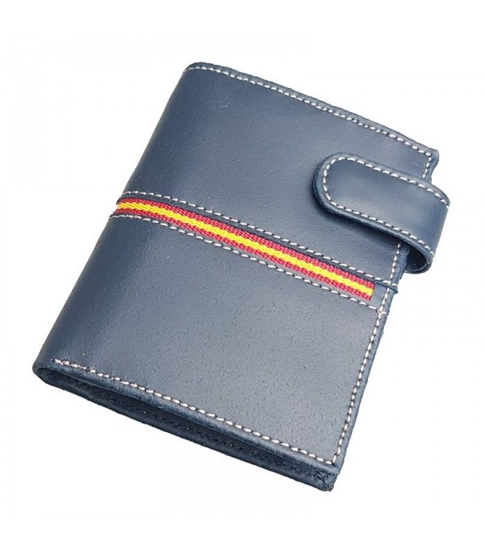 Beautiful blue leather wallet with Spanish flag. Very Spanish.