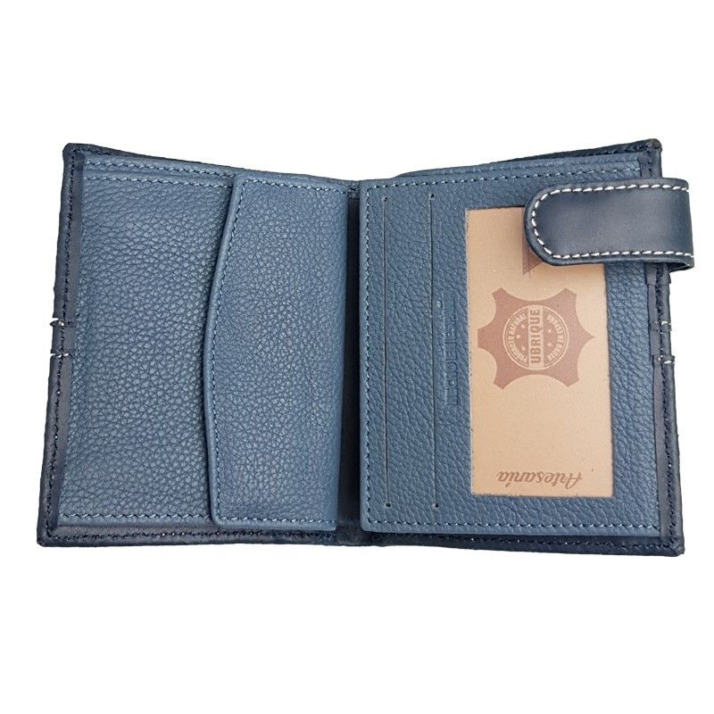 Beautiful blue leather wallet with Spanish flag. Very Spanish.