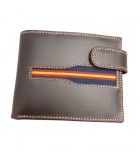 Cartera de piel marrón con bandera de España  - 1