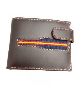 Brown leather wallet with Spanish flag  - 1