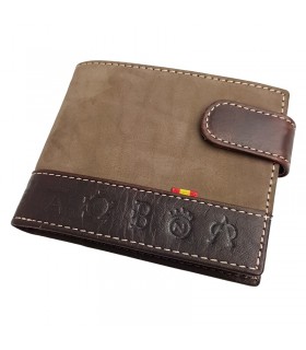 Brown suede taurine wallet with engraved irons  - 1