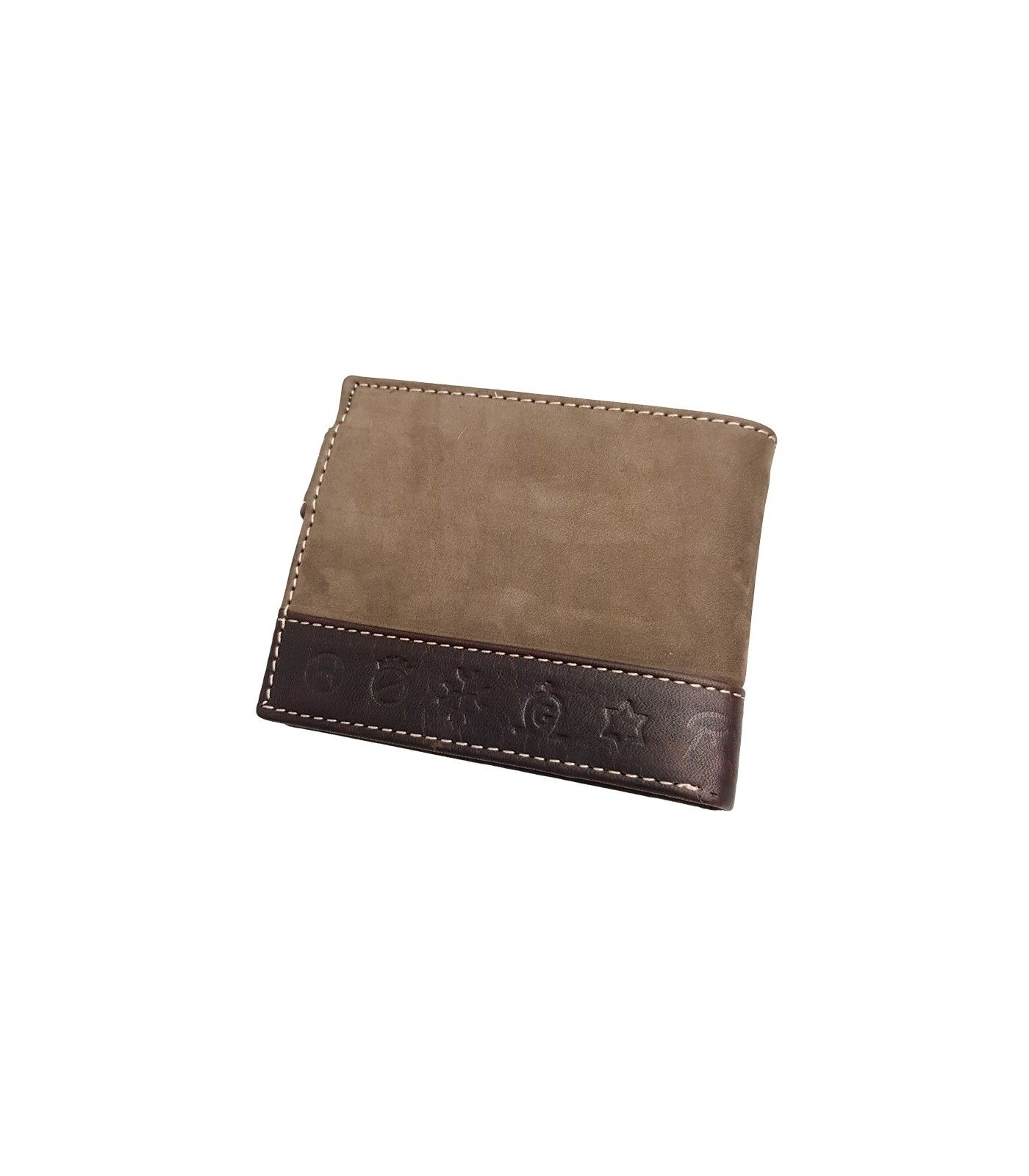 Portefeuille taurine en cuir marron avec fers gravés  - 2