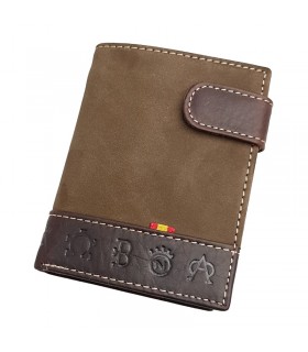 Brown suede taurine wallet with bullfighting irons  - 1