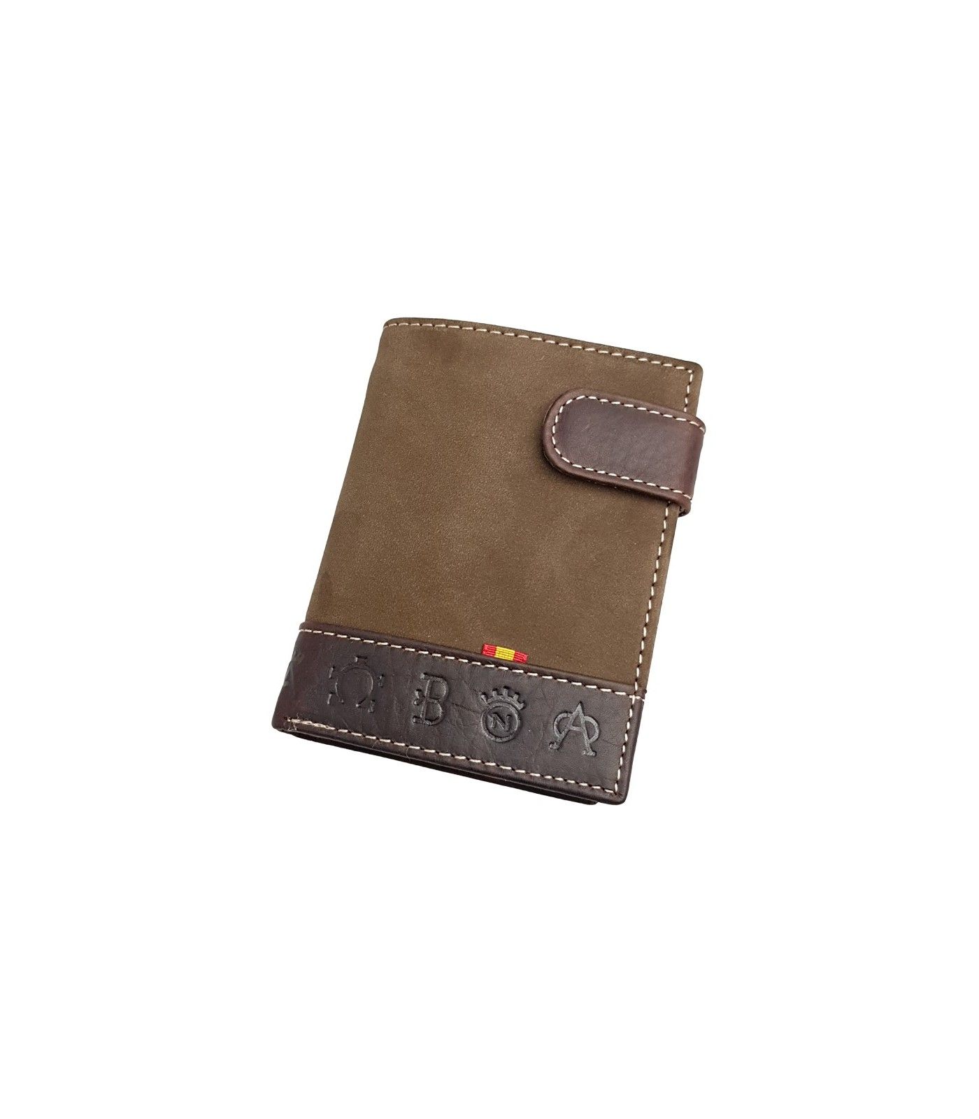 Cartera taurina de ante marrón con hierros taurinos  - 1
