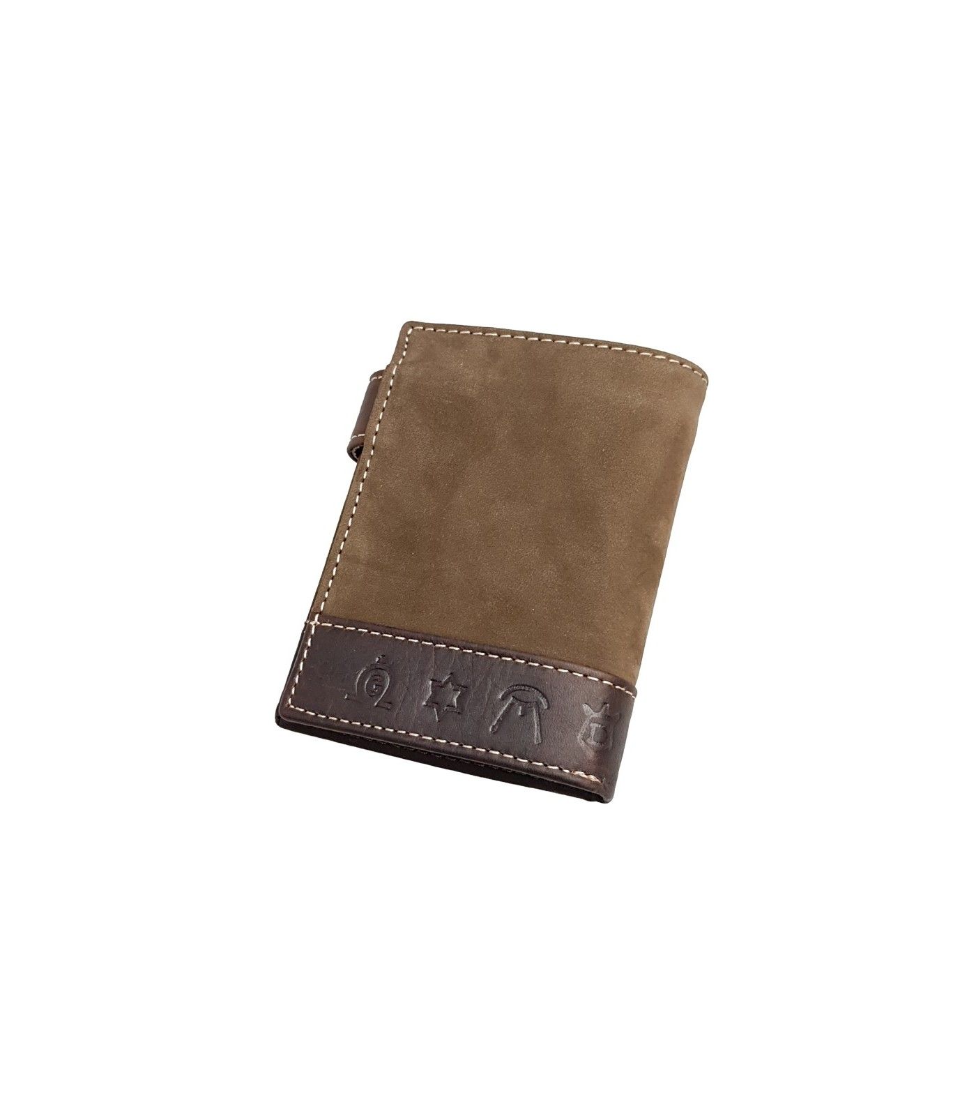 Cartera taurina de ante marrón con hierros taurinos  - 2