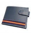 Cartera de piel azul de hombre azul con bandera de España