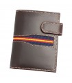 Brown leather wallet with Spanish flag