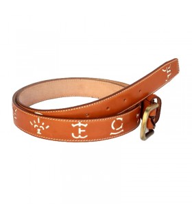 Bullfighting leather belt, with bullfighting irons  - 1