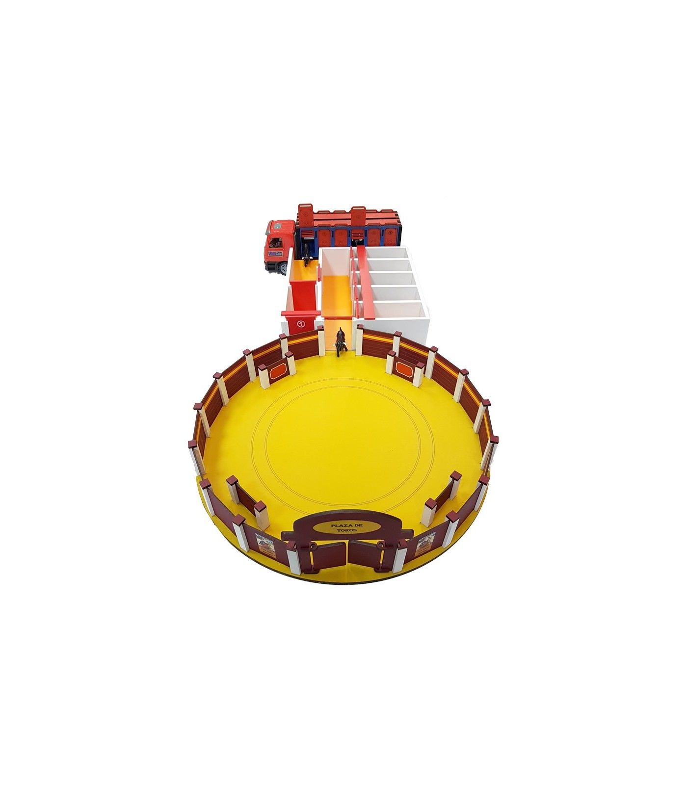 Conjunto de juguetes taurinos con plaza de toros, plaza de toros y camión de toros