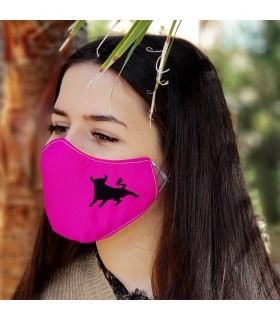 Hood fabric mask with embroidered bull  - 5