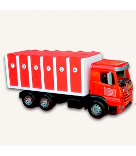 Camion de transport gros taureaux avec 6 cages rouge